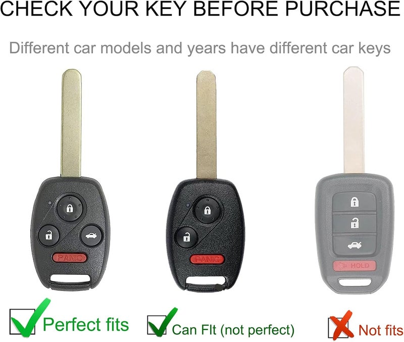 CACARLIKE for Honda Key Fob Cover with Leather Lanyard, Car Key Fob Case Compatible with 2003-2012 Accord 2006-2013 Civic 2005-2006 CR-V Pilot Fit Odyssey Ridgeline Smart Key Protector Holder - Image 2